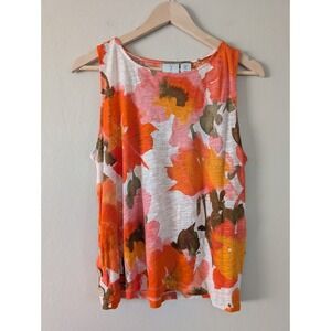 Joie Floral Linen Blend Sleeveless Top M Watercolor Floral Resort Vacation